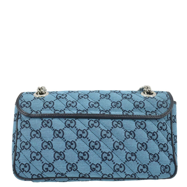 GUCCI Small Italian Matelasse Shoulder bag in Blue Leather back view