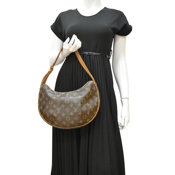 LOUIS VUITTON Croissant MM Monogram Canvas Shoulder Bag Brown
