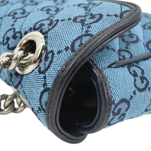 GUCCI Small Italian Matelasse Shoulder bag in Blue Leather with right side view