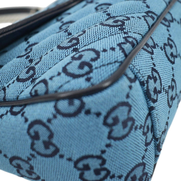 GUCCI Small Italian Matelasse Shoulder bag in Blue Leather with left lower side view
