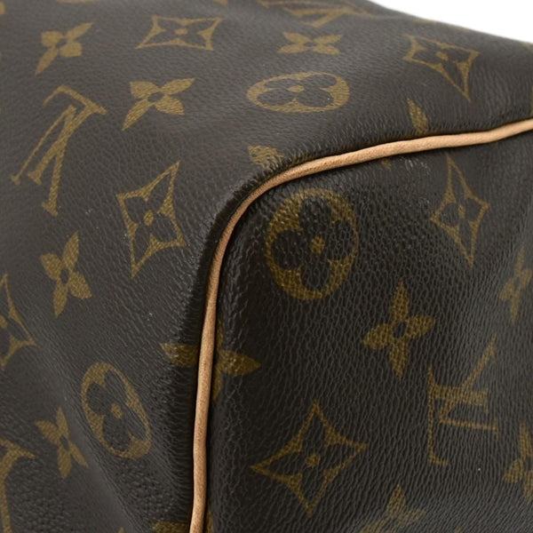 LOUIS VUITTON Speedy 35 Monogram Canvas Satchel Bag Brown