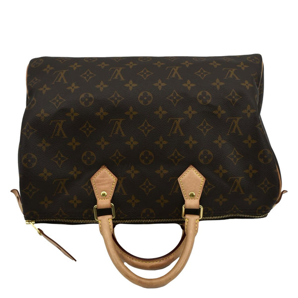 LOUIS VUITTON Speedy 35 Monogram Canvas Satchel Bag Brown