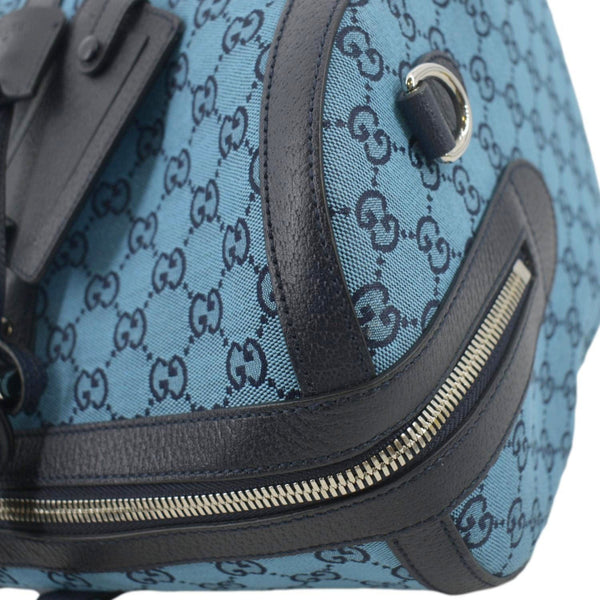 GUCCI Duffle Bag Italian Elegance Blue/Black leather left zip view