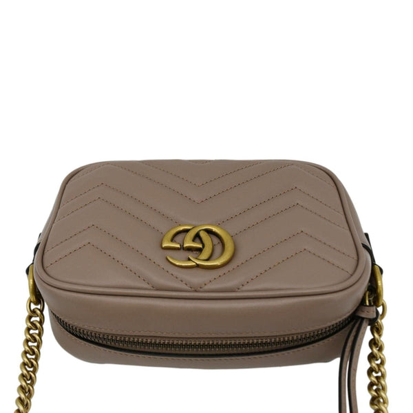 GUCCI GG Marmont Mini Matelasse Leather Crossbody Bag Dusty Pink 448065