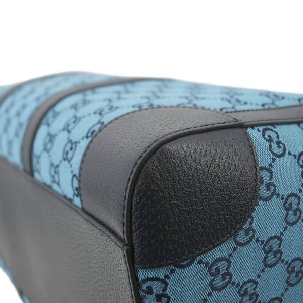 GUCCI Duffle Bag Italian Elegance Blue/Black leather lover side view