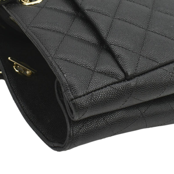 CHANEL Large CC Quilted Leather Tote Shoulder Bag Black
