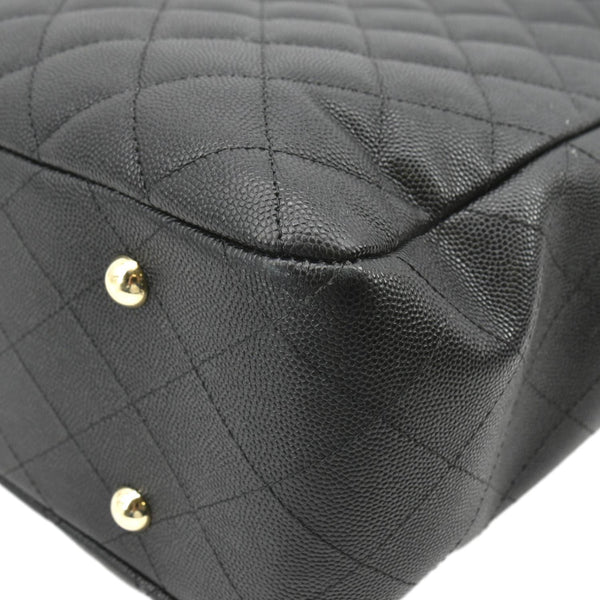 CHANEL Large CC Quilted Leather Tote Shoulder Bag Black