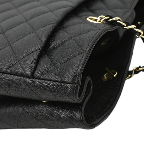 CHANEL Large CC Quilted Leather Tote Shoulder Bag Black