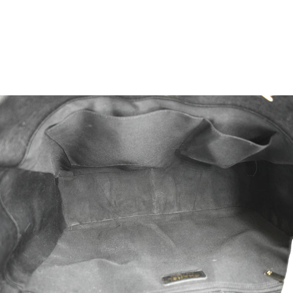 CHANEL Large CC Quilted Leather Tote Shoulder Bag Black