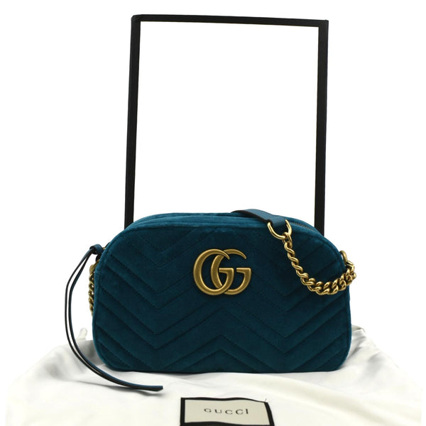GUCCI Marmont Small Suede Crossbody Camera Bag Teal 447632