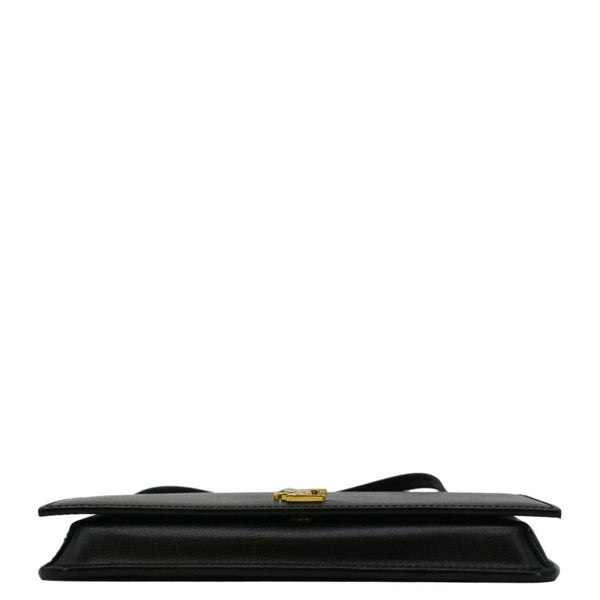 YVES SAINT LAURENT Phone Holder Monogram Smooth Leather Chain Crossbody Bag Black
