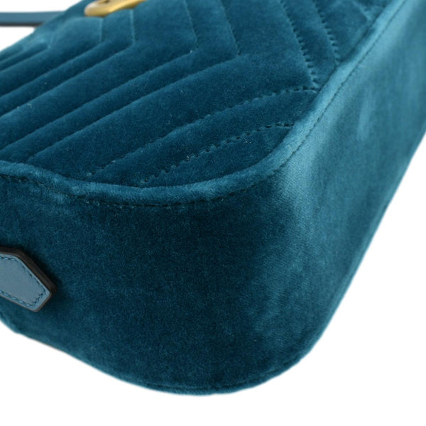 GUCCI Marmont Small Suede Crossbody Camera Bag Teal 447632