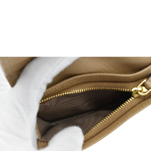 PRADA Small Saffiano Leather Wallet Light Brown