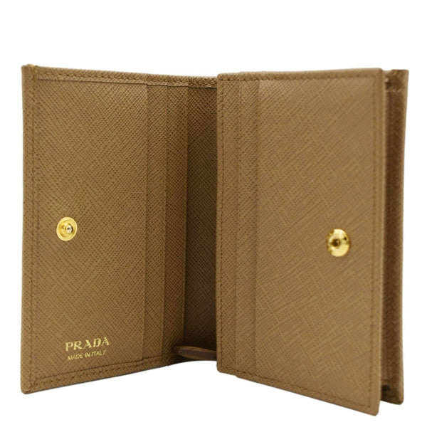 PRADA Small Saffiano Leather Wallet Light Brown