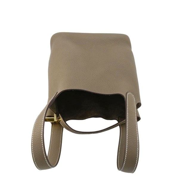 HERMES Picotin Lock 18 Taurillon Clemence Leather Hobo Bag Brown