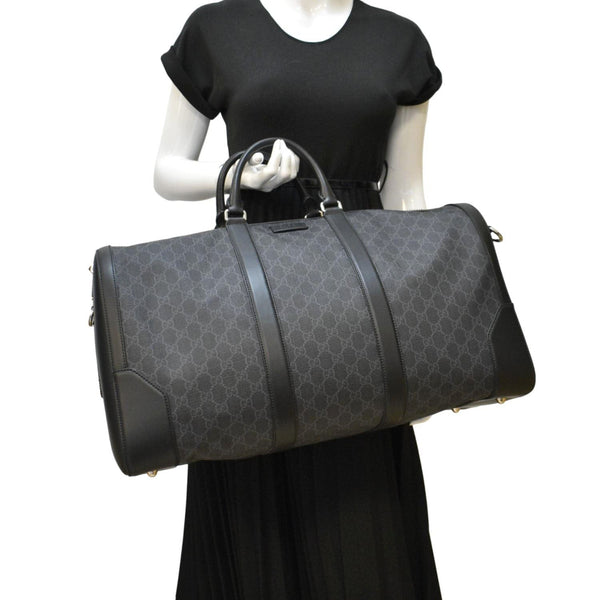 GUCCI Large Carry-On Soft GG Supreme Canvas Duffle Bag Black 478323