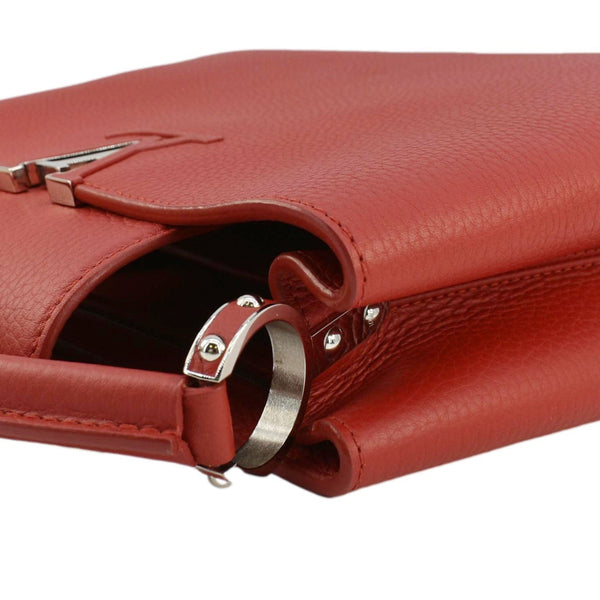 LOUIS VUITTON Capucines MM Taurillon Leather Satchel Bag Red