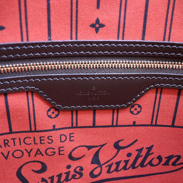 LOUIS VUITTON Neverfull MM Damier Ebene Shoulder Bag Brown