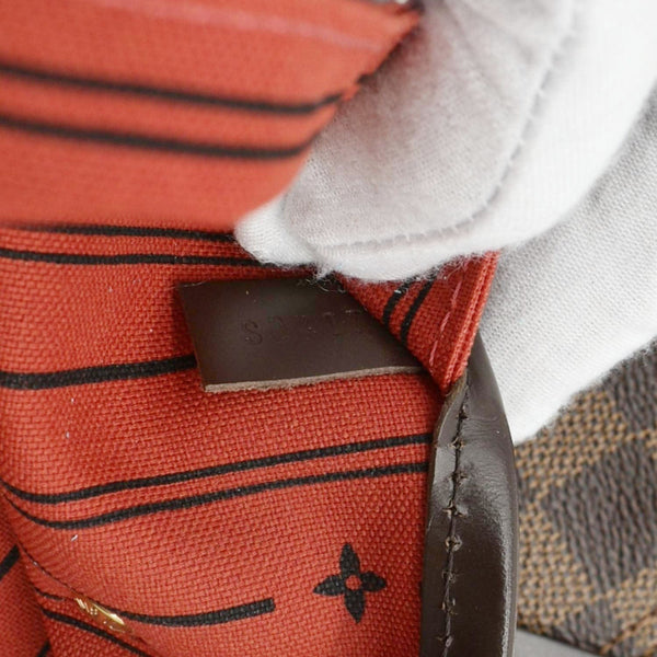 LOUIS VUITTON Neverfull MM Damier Ebene Shoulder Bag Brown