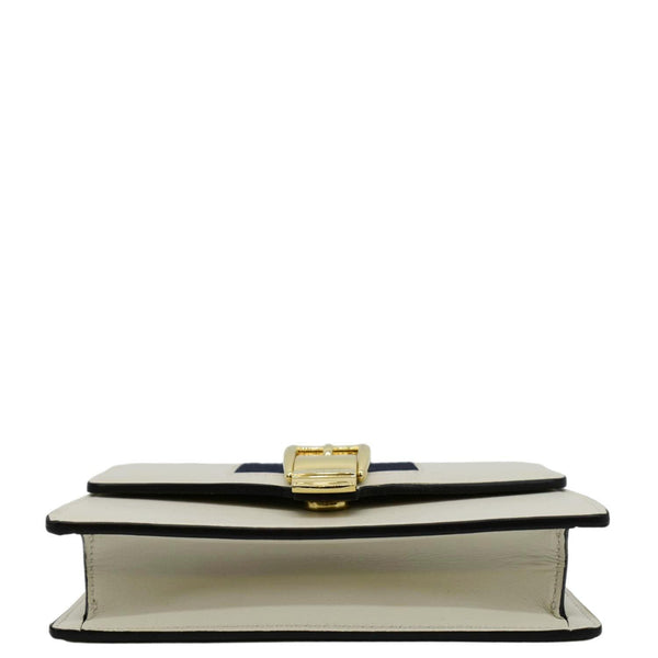 GUCCI Sylvie Super Mini Leather Crossbody Bag White 494646