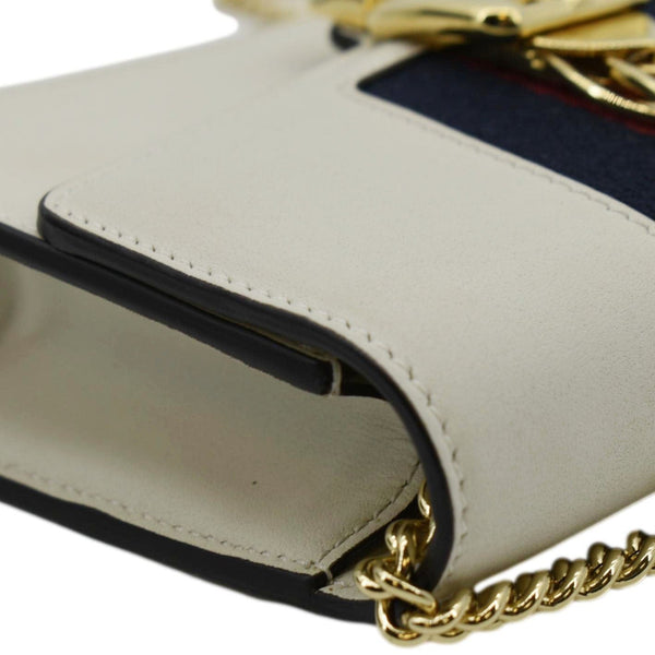 GUCCI Sylvie Super Mini Leather Crossbody Bag White 494646