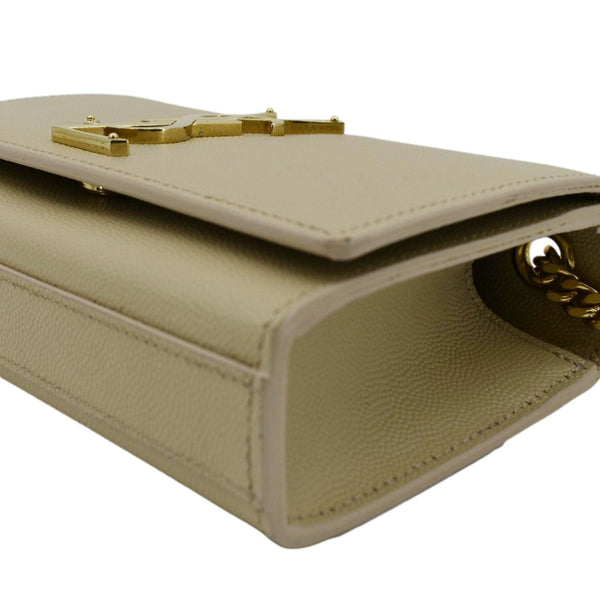 YVES SAINT LAURENT Kate Leather Chain Clutch Crossbody Bag Cream