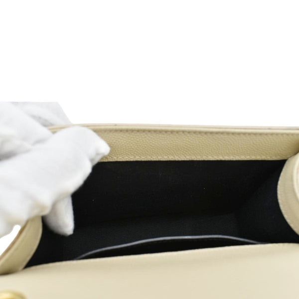 YVES SAINT LAURENT Kate Leather Chain Clutch Crossbody Bag Cream