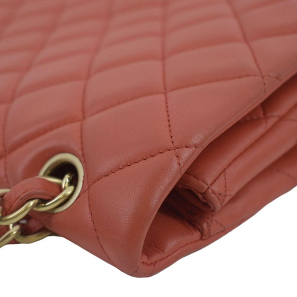 CHANEL Classic Maxi Single Flap Quilted Leather Shoulder Bag Red
