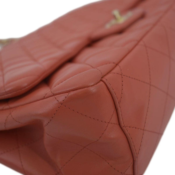 CHANEL Classic Maxi Single Flap Quilted Leather Shoulder Bag Red