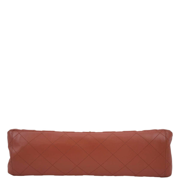 CHANEL Classic Maxi Single Flap Quilted Leather Shoulder Bag Red