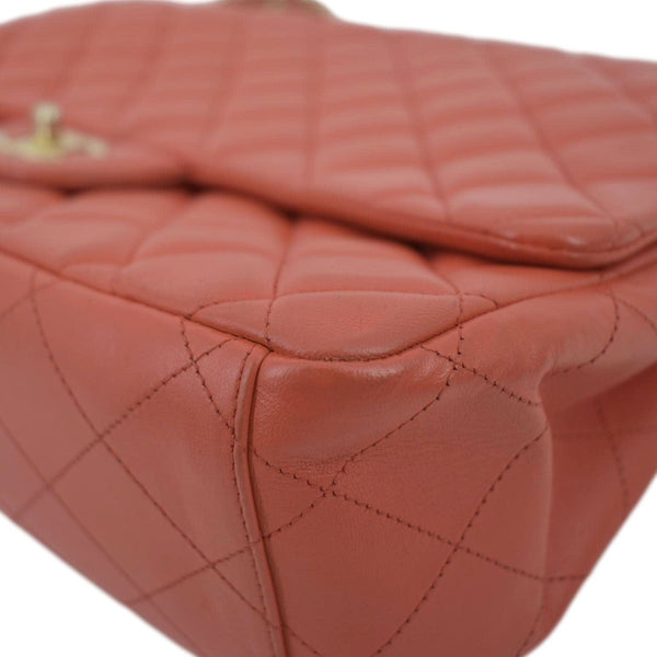 CHANEL Classic Maxi Single Flap Quilted Leather Shoulder Bag Red