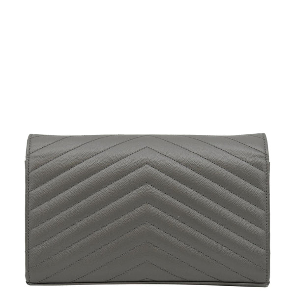 YVES SAINT LAURENT Kate Leather Chain Clutch Crossbody Bag Grey