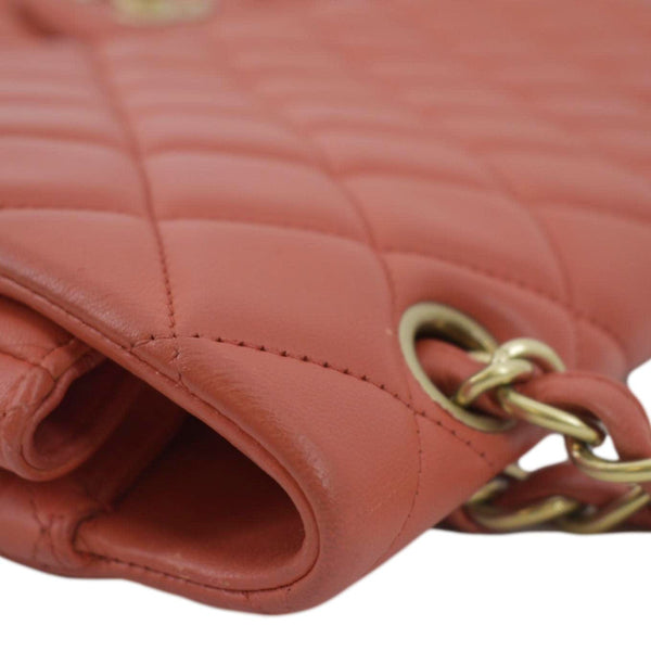 CHANEL Classic Maxi Single Flap Quilted Leather Shoulder Bag Red