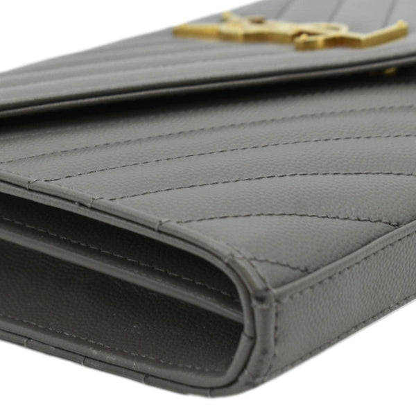 YVES SAINT LAURENT Kate Leather Chain Clutch Crossbody Bag Grey