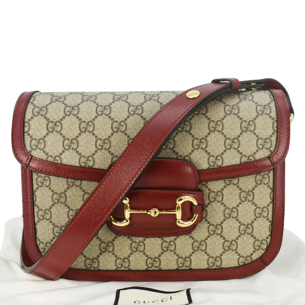 GUCCI Horsebit 1955 GG Supreme Canvas Shoulder Bag Beige 602204