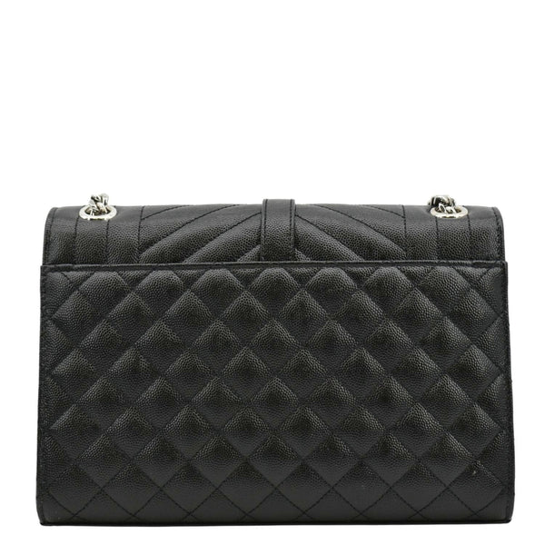 YVES SAINT LAURENT Envelope Mix Matelassé Chain Leather Shoulder Bag Black