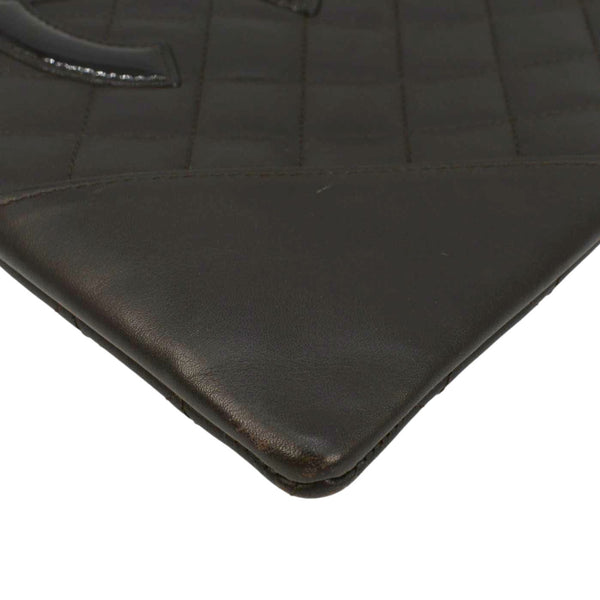 CHANEL Cambon Flat Calfskin Leather Messenger Bag Black