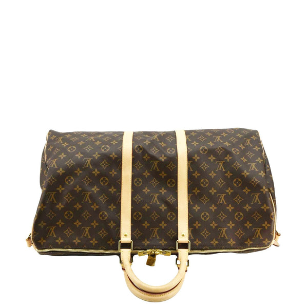 LOUIS VUITTON Keepall 55 Bandouliere Monogram Canvas Travel Bag Brown