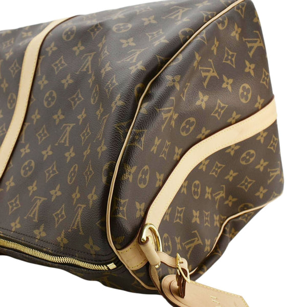 LOUIS VUITTON Keepall 55 Bandouliere Monogram Canvas Travel Bag Brown