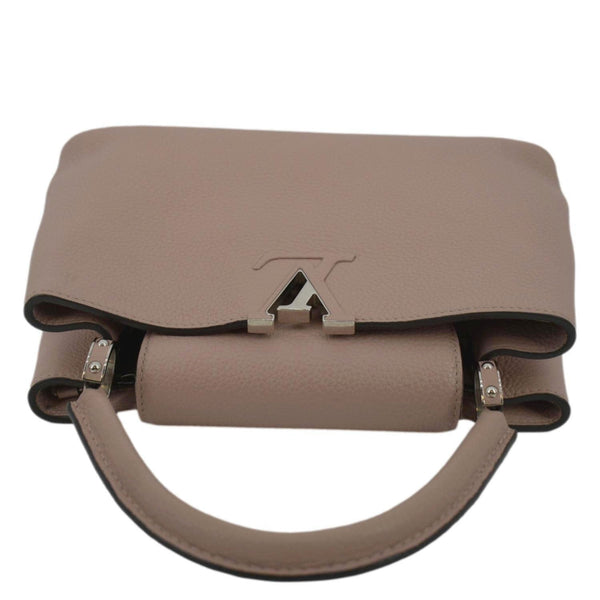 LOUIS VUITTON Capucines MM Shoulder Bag Leather Pink with land scape view