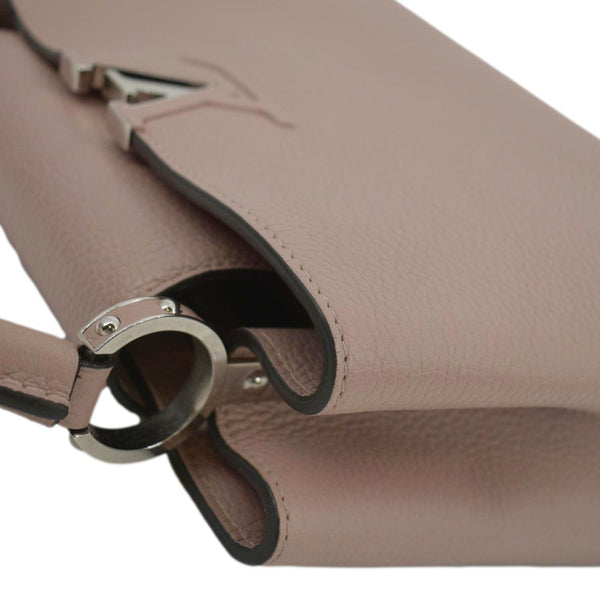 LOUIS VUITTON Capucines MM Shoulder Bag Leather Pink with right side view