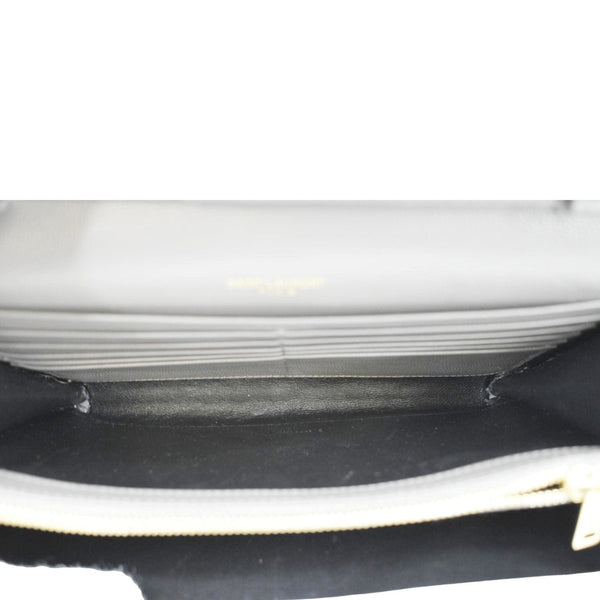 YVES SAINT LAURENT Kate Leather Chain Clutch Crossbody Bag Grey