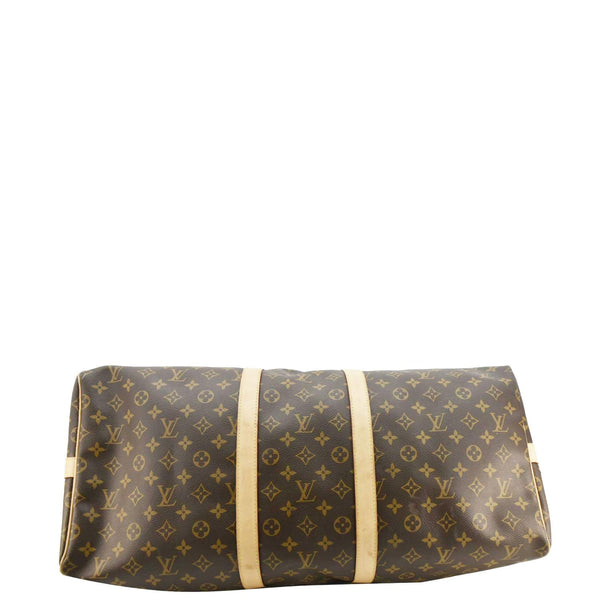 LOUIS VUITTON Keepall 55 Bandouliere Monogram Canvas Travel Bag Brown