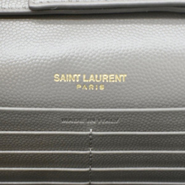 YVES SAINT LAURENT Kate Leather Chain Clutch Crossbody Bag Grey