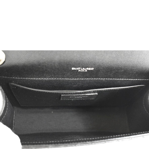 YVES SAINT LAURENT Envelope Mix Matelassé Chain Leather Shoulder Bag Black