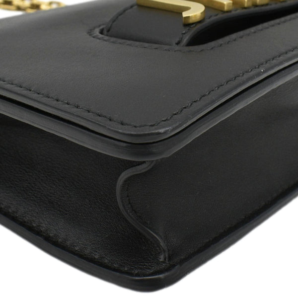 CHRISTIAN DIOR J'Adior Medium Leather Flap Chain Shoulder Bag Black