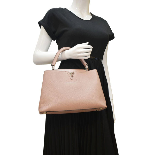 LOUIS VUITTON Capucines MM Shoulder Bag Leather Pink with body