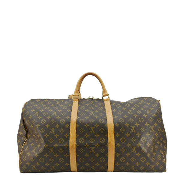 LOUIS VUITTON Keepall 60 Bandouliere Monogram Canvas Travel Bag Brown