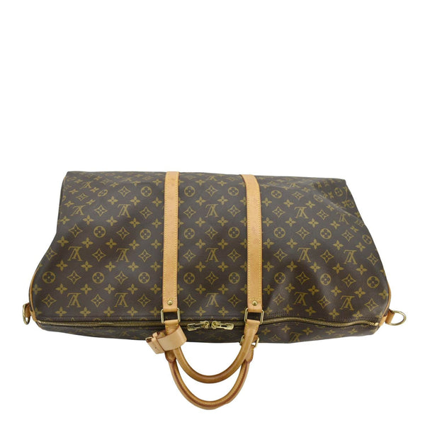 LOUIS VUITTON Keepall 60 Bandouliere Monogram Canvas Travel Bag Brown