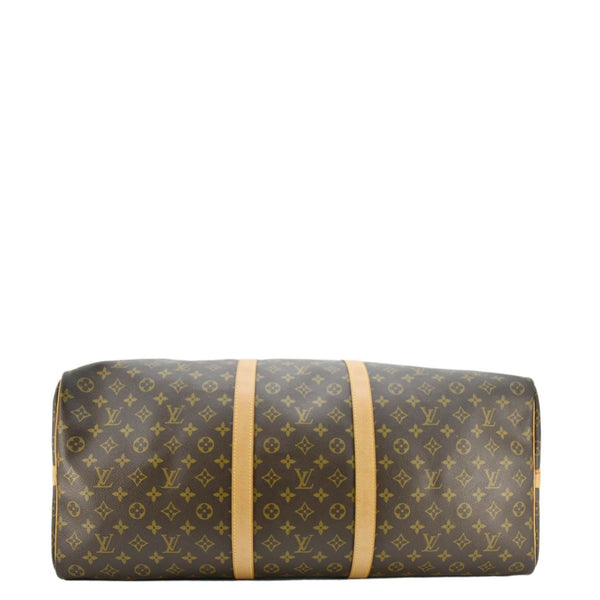LOUIS VUITTON Keepall 60 Bandouliere Monogram Canvas Travel Bag Brown